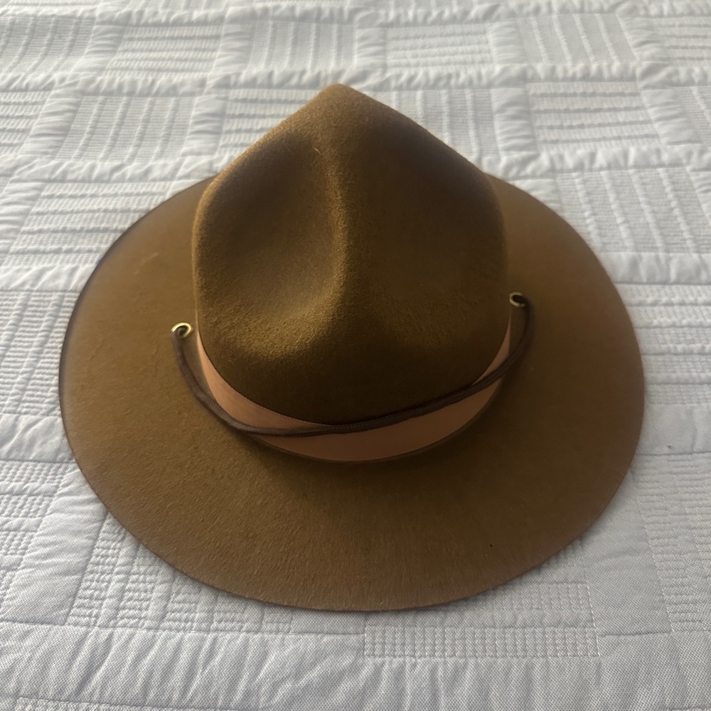 Brown Fedora Hat with Light Brown Band - Picture 3 of 3
